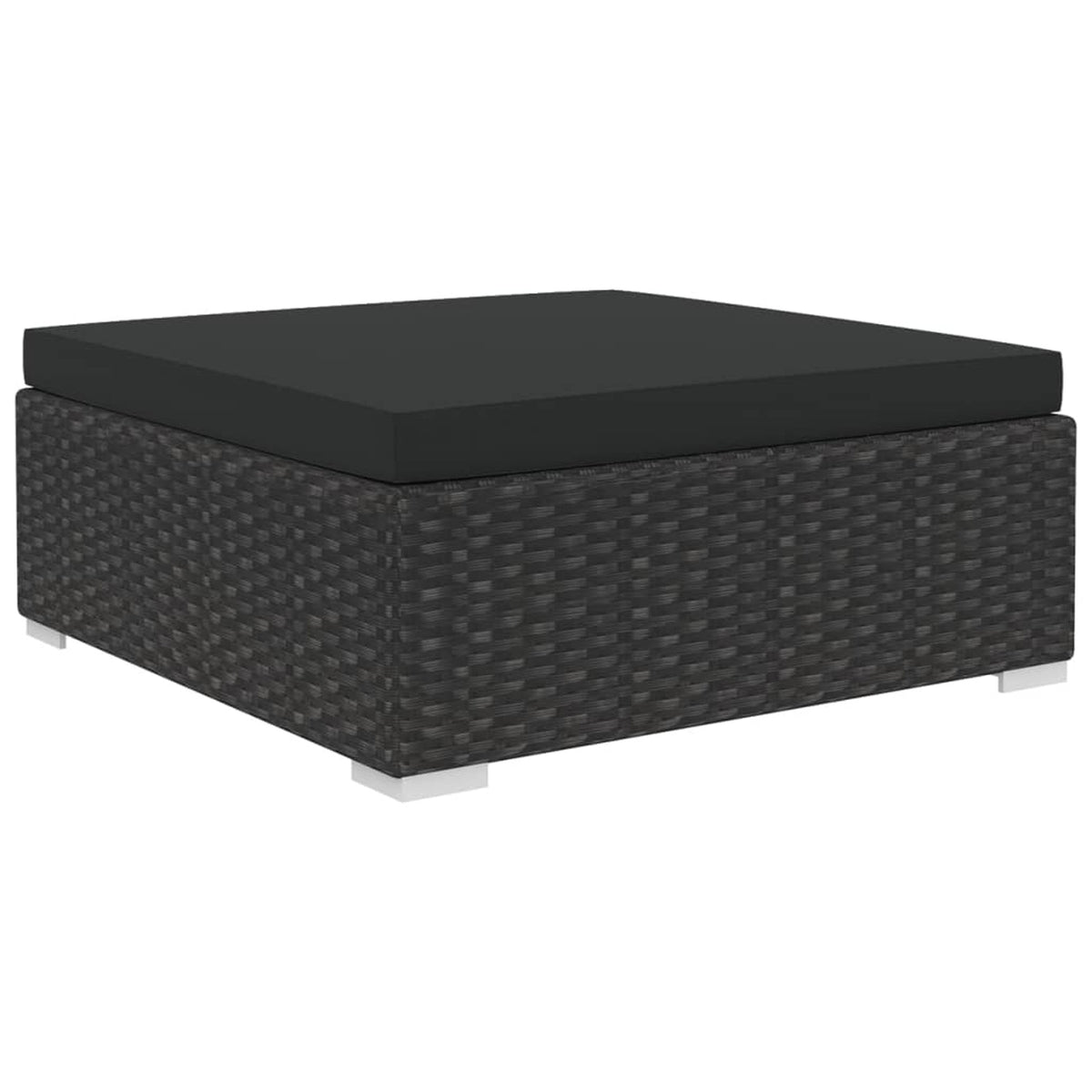 5 Piece Black Poly Rattan Outdoor Sectional Sofa Set with Tea Table and Ottoman D4332