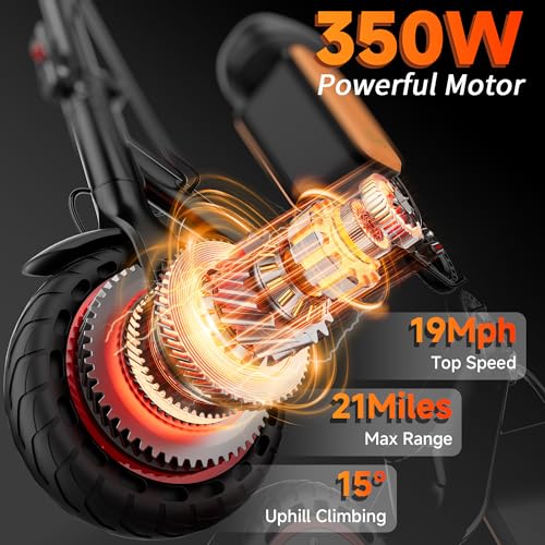 Electric Scooter with Seat, 19MPH, 21-Mile Range, 350W Motor, 8.5" Solid Tires, Dual Brake System, Folding E-Scooter K6793