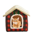 Plaid Cat Bed Cave with Removable Cushion A466234