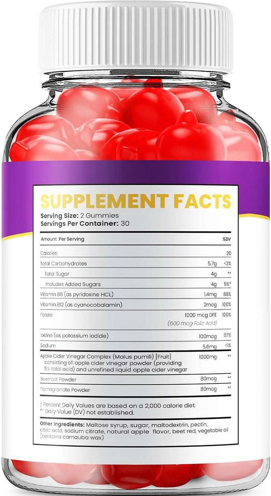 5 Pack Keto ACV Gummies Apple Cider Vinegar Dietary Supplement B12 Beet Root Juice 300 Gummies E82154