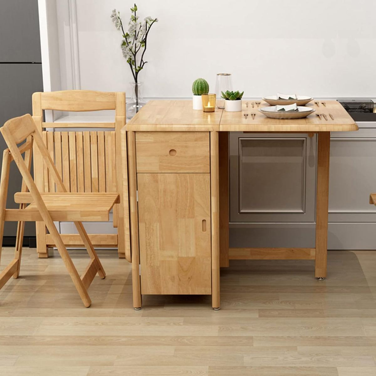 Solid Wood Drop Leaf Folding Dining Table F837