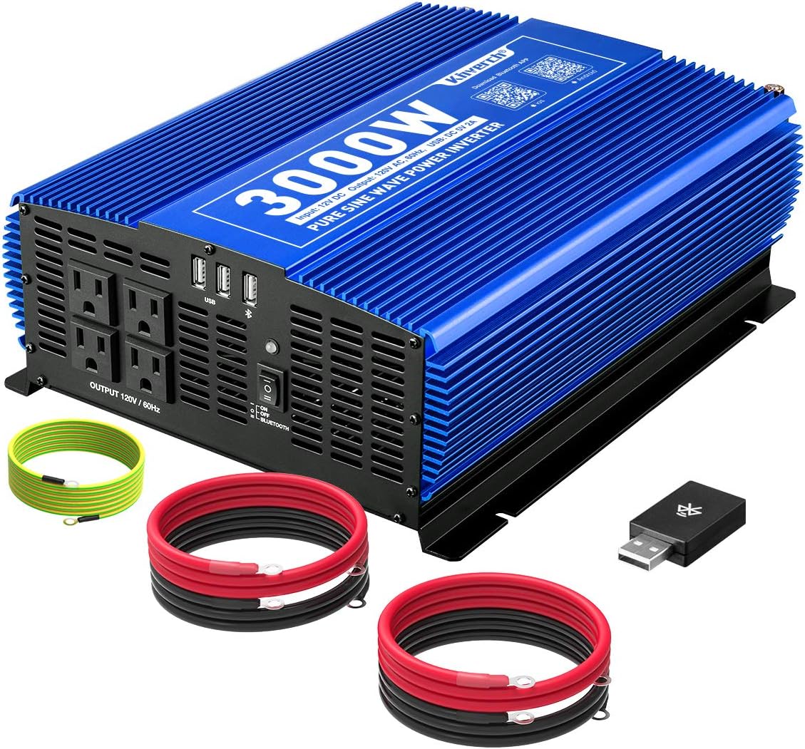 1000W Pure Sine Wave Inverter 12V to 110V with AC Outlets & USB Ports F9294