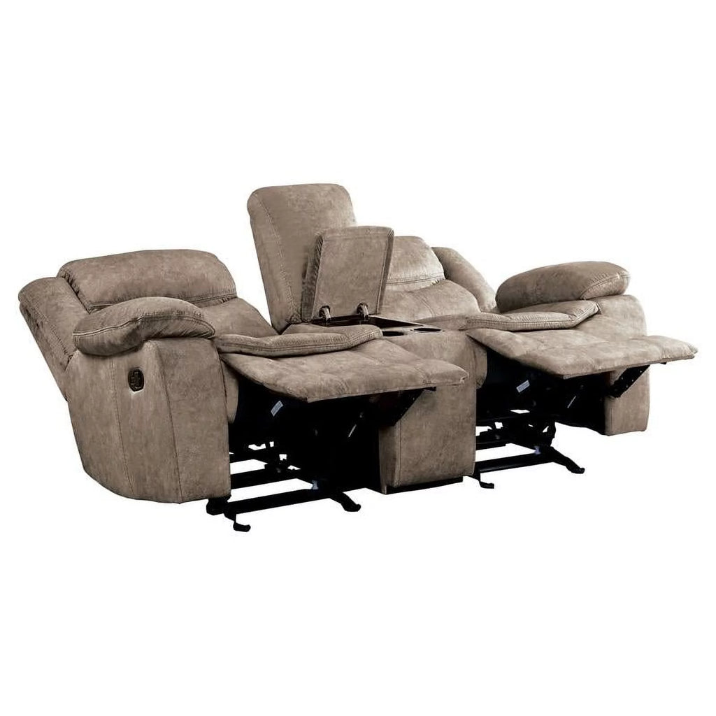 Brown Microfiber Reclining Loveseat U82001