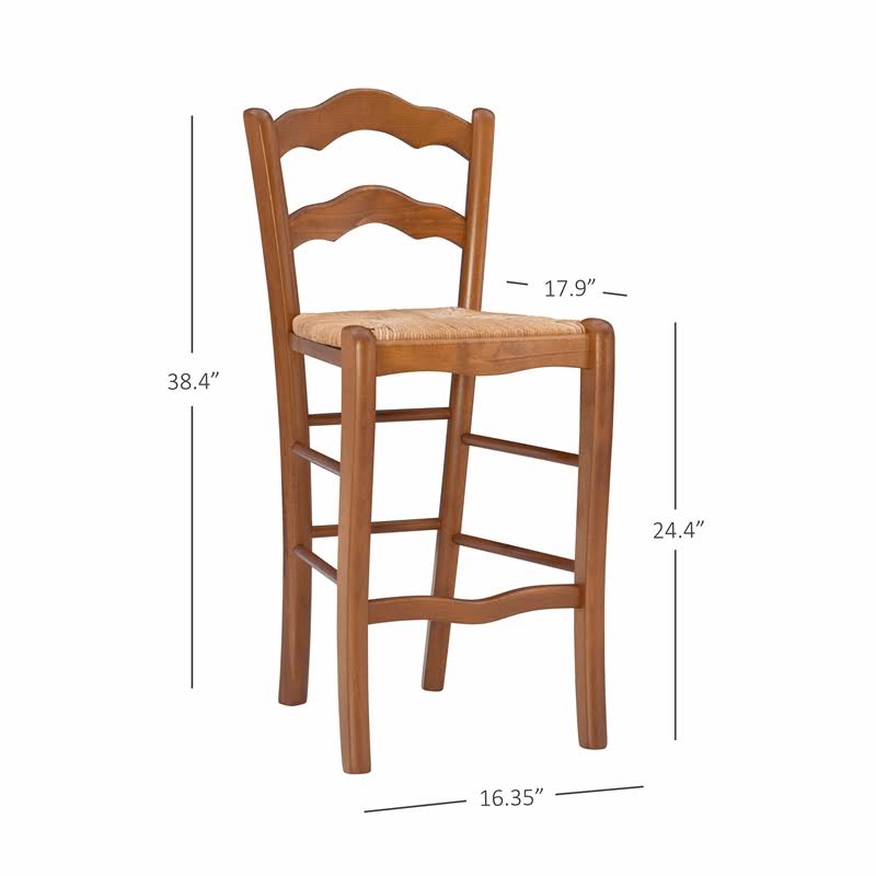 Set of Two Wood Counter Stools in Walnut O140