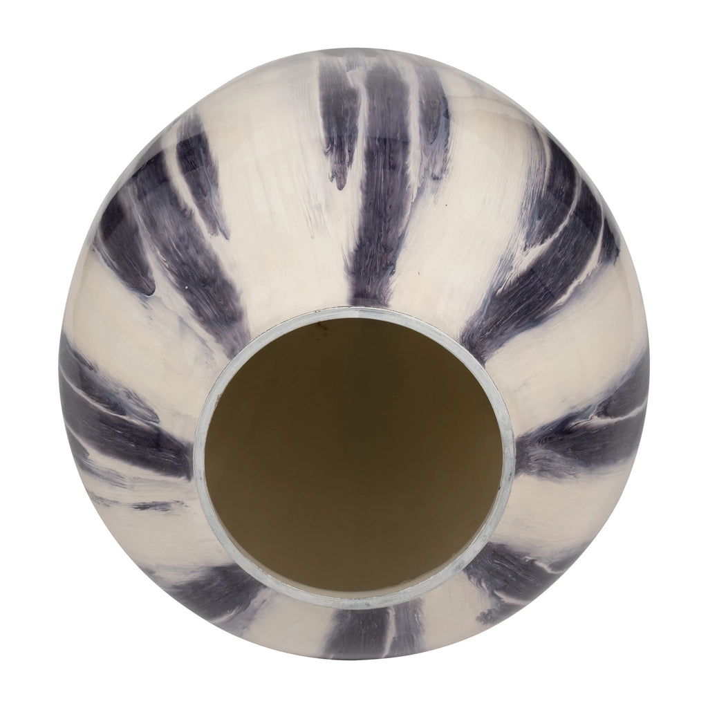 20"Hx11" Diameter Glass Striped Vase Black/White Finish N829586