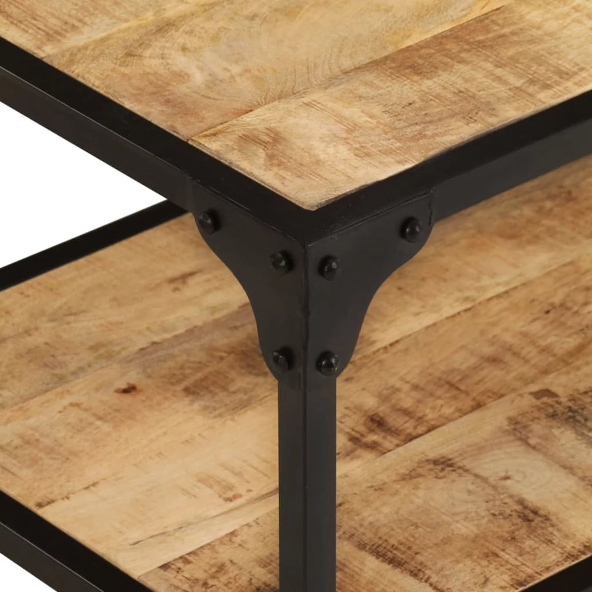 Coffee Table with Storage Shelf Mango Wood Iron Frame X228525