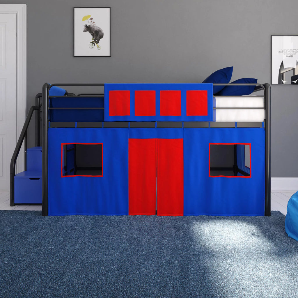Blue and Red Loft Bed Curtain Set Q177474