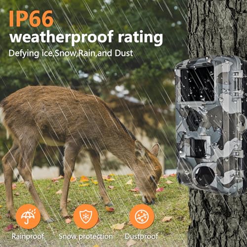 60MP WiFi Night Vision Motion Activated IP66 Waterproof Trail Camera S4550