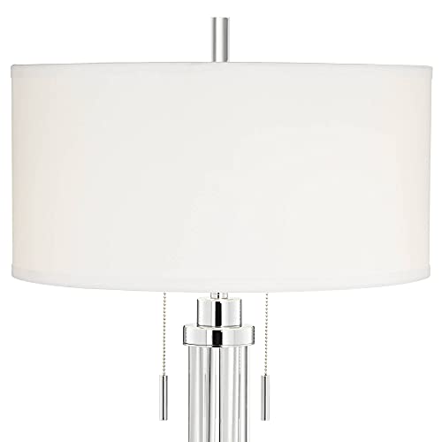 30" Tall Glass Column End Table Lamps Set of 2 J5997