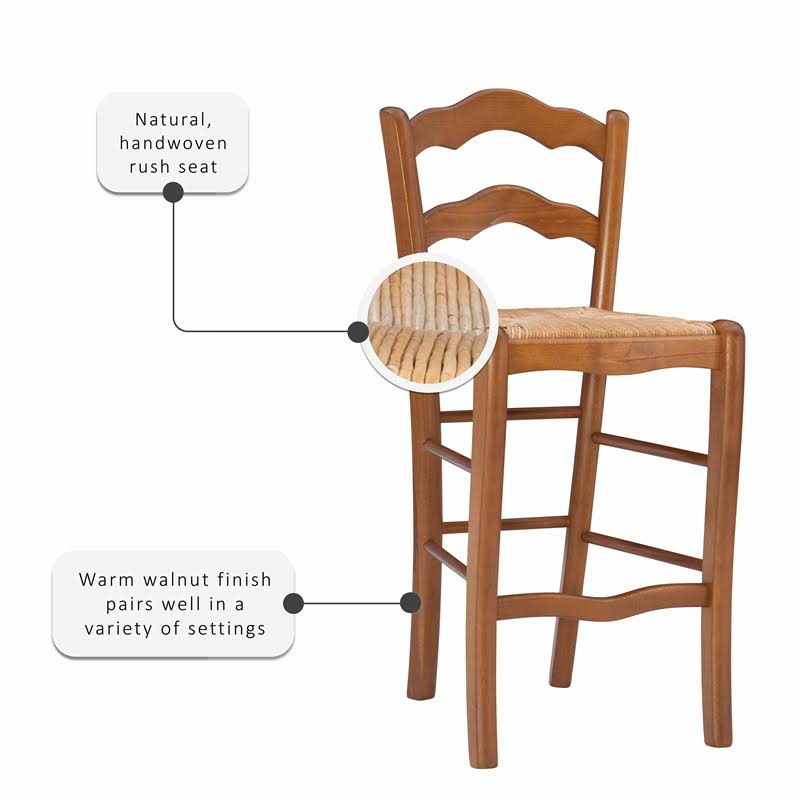 Set of Two Wood Counter Stools in Walnut O140