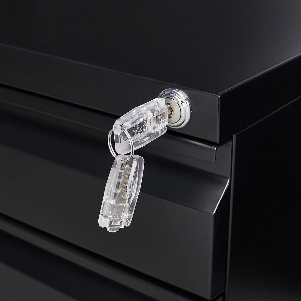 Black 3 Drawer Metal File Cabinet on Wheels Q35944