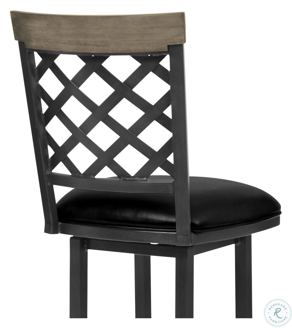 26x22 Counter Height Barstool in Mineral Finish with Vintage Black Faux Leather and Grey Walnut Y9179