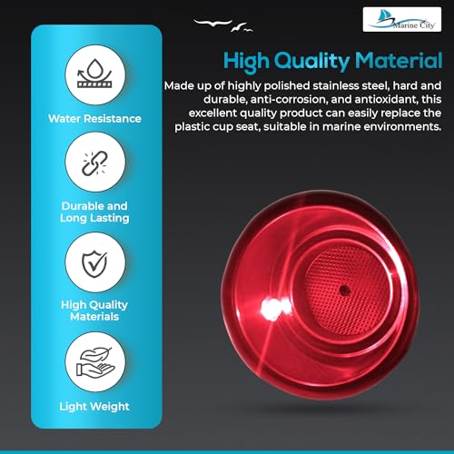 Red LED Light Cup Holder with Drain Stainless Steel Pack of 2 P10872