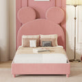 Pink Twin Size Upholstered Platform Bed Frame with Wood Slat Support K158034