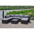 Grey Wicker/Rattan Sectional with Storage Ottoman H1818
