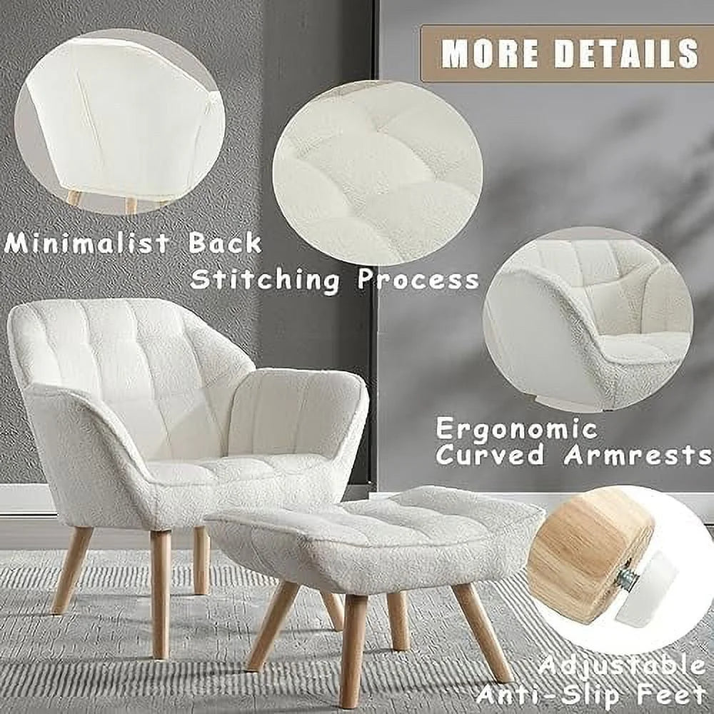 Sherpa Accent Chair with Ottoman I8162