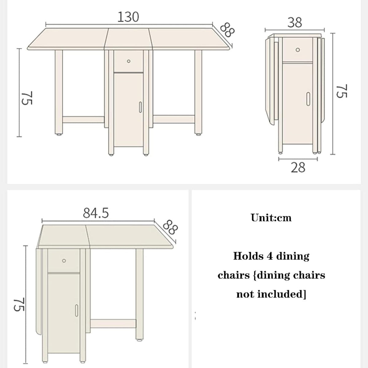Solid Wood Drop Leaf Folding Dining Table F837