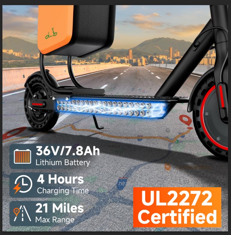 Electric Scooter with Seat, 19MPH, 21-Mile Range, 350W Motor, 8.5" Solid Tires, Dual Brake System, Folding E-Scooter K6793