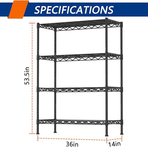 Adjustable Heavy Duty 3-Shelf Metal Wire Shelving Black V8862