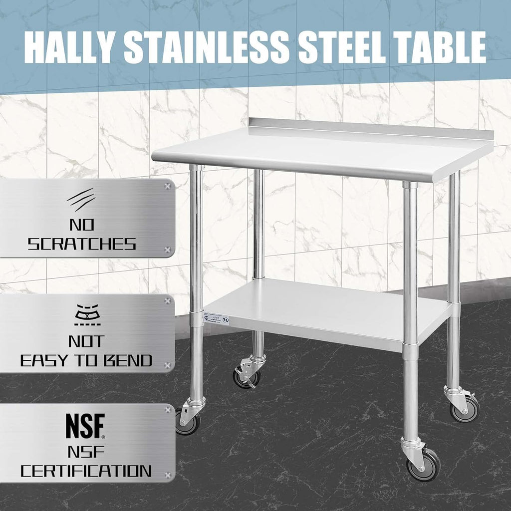 Stainless Steel Table 24 x 48 Inches with Caster Wheels S857510