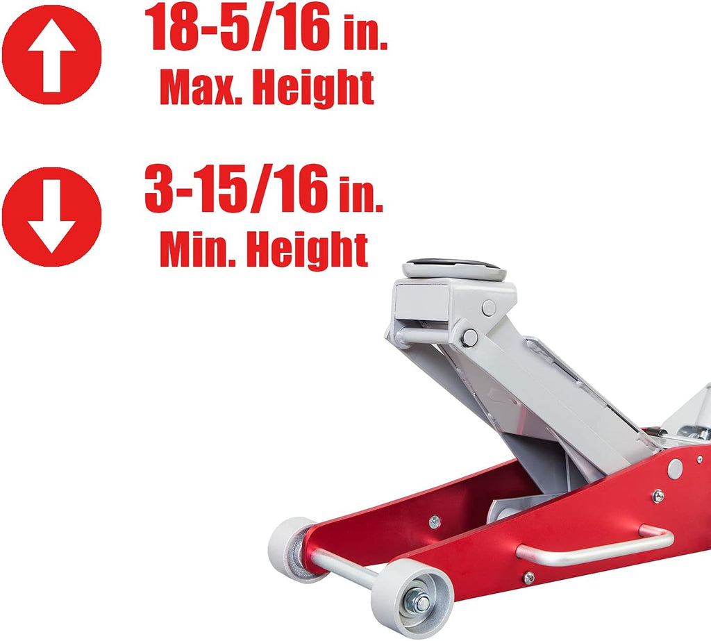 3 Ton Hydraulic Aluminum and Steel Racing Floor Jack with Dual Piston Quick Lift Pump N756