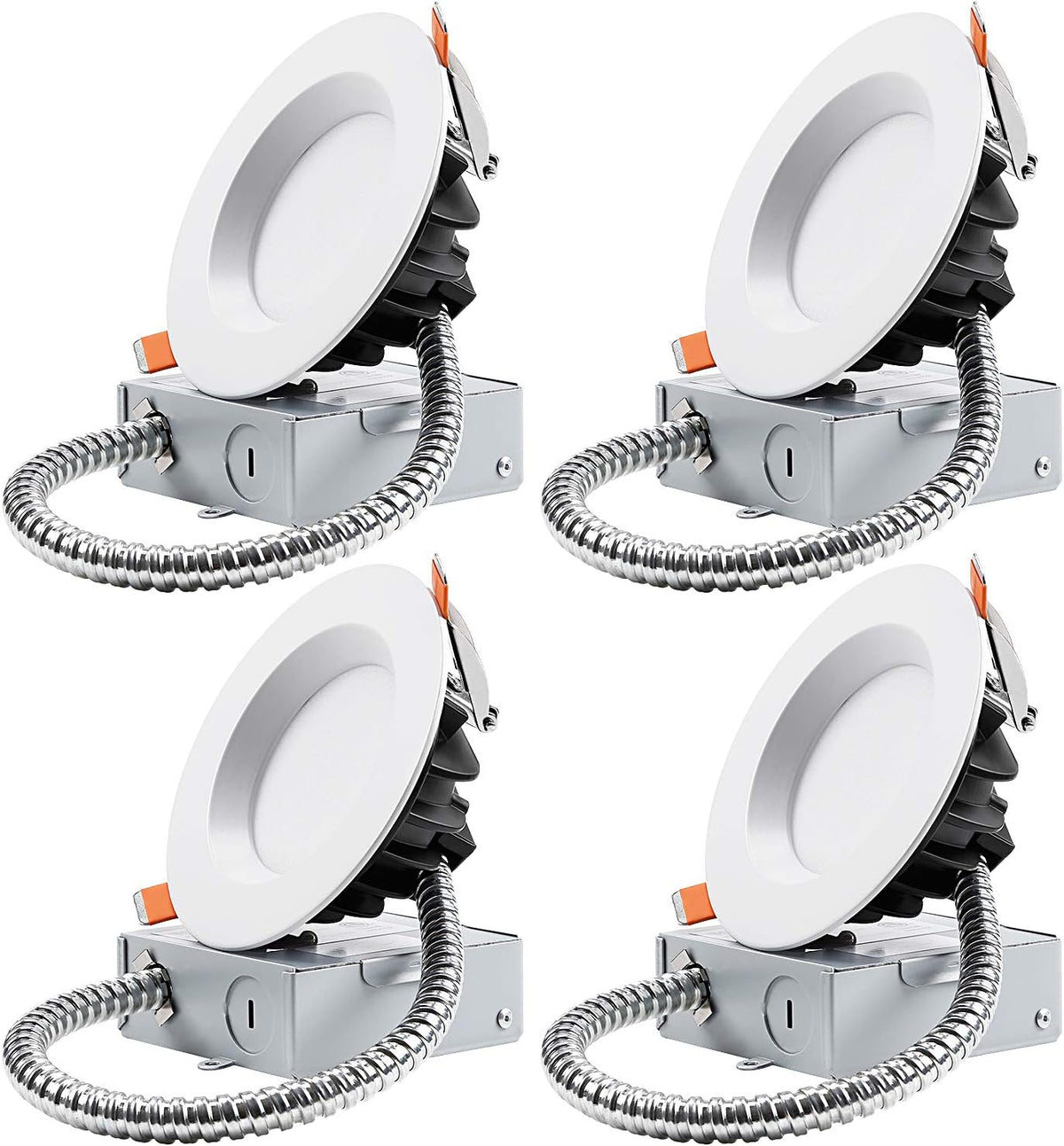 4 Inch LED Slim Recessed Lighting, 12W=90W, Dimmable Canless Downlight, 5000K Daylight, Pack of 4 I2663