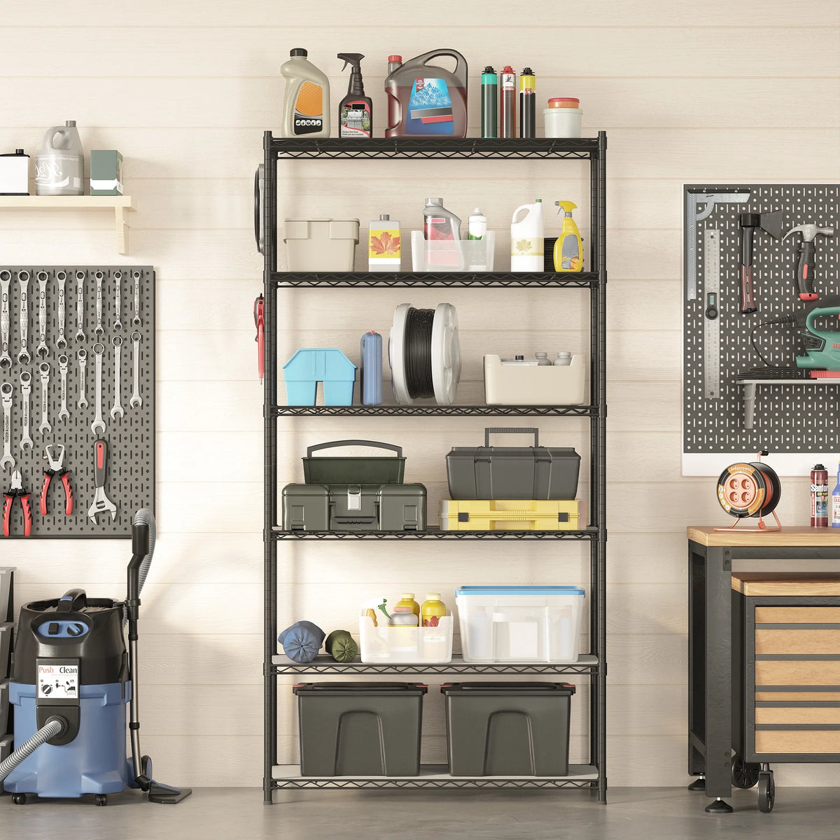 6-Tier Black Wire Shelving Unit T2572