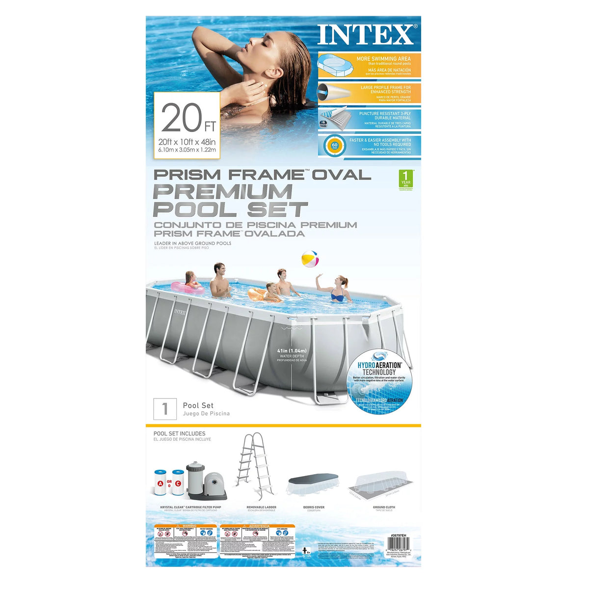 16.5ft x 9ft x 48in Oval Above Ground Pool Set with Pump L223