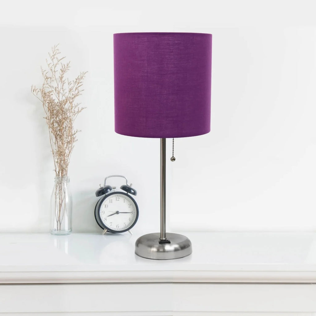 Stick Lamp with Outlet and Fabric Shade Two Pack Set M1548