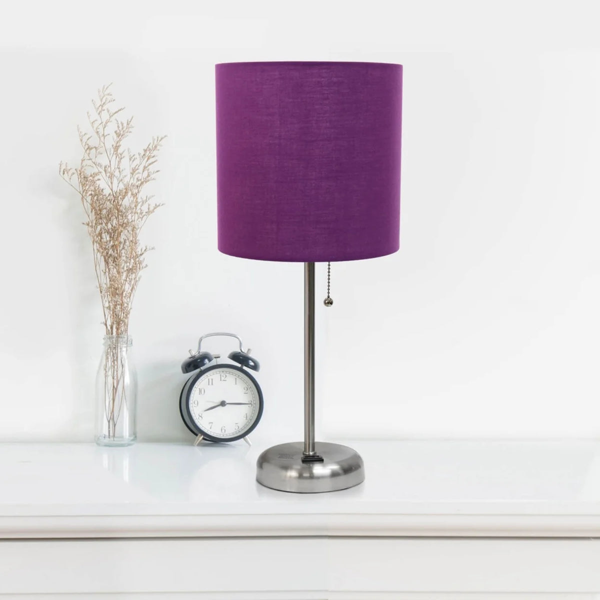 Stick Lamp with Outlet and Fabric Shade Two Pack Set M1548