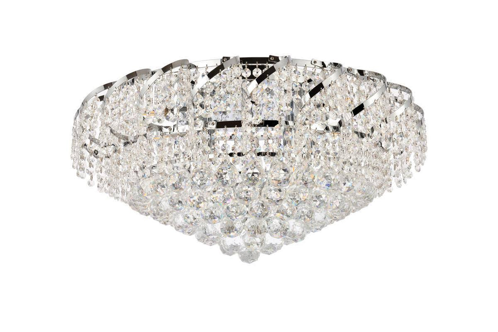 10 Light Chrome Flush Mount Clear Crystal H7991