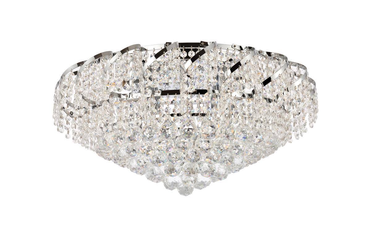 10 Light Chrome Flush Mount Clear Crystal H7991