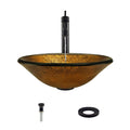 Vessel Sink Ensemble with Antique Bronze Finish Faucet, Pop-Up Drain, and Sink Ring V54834