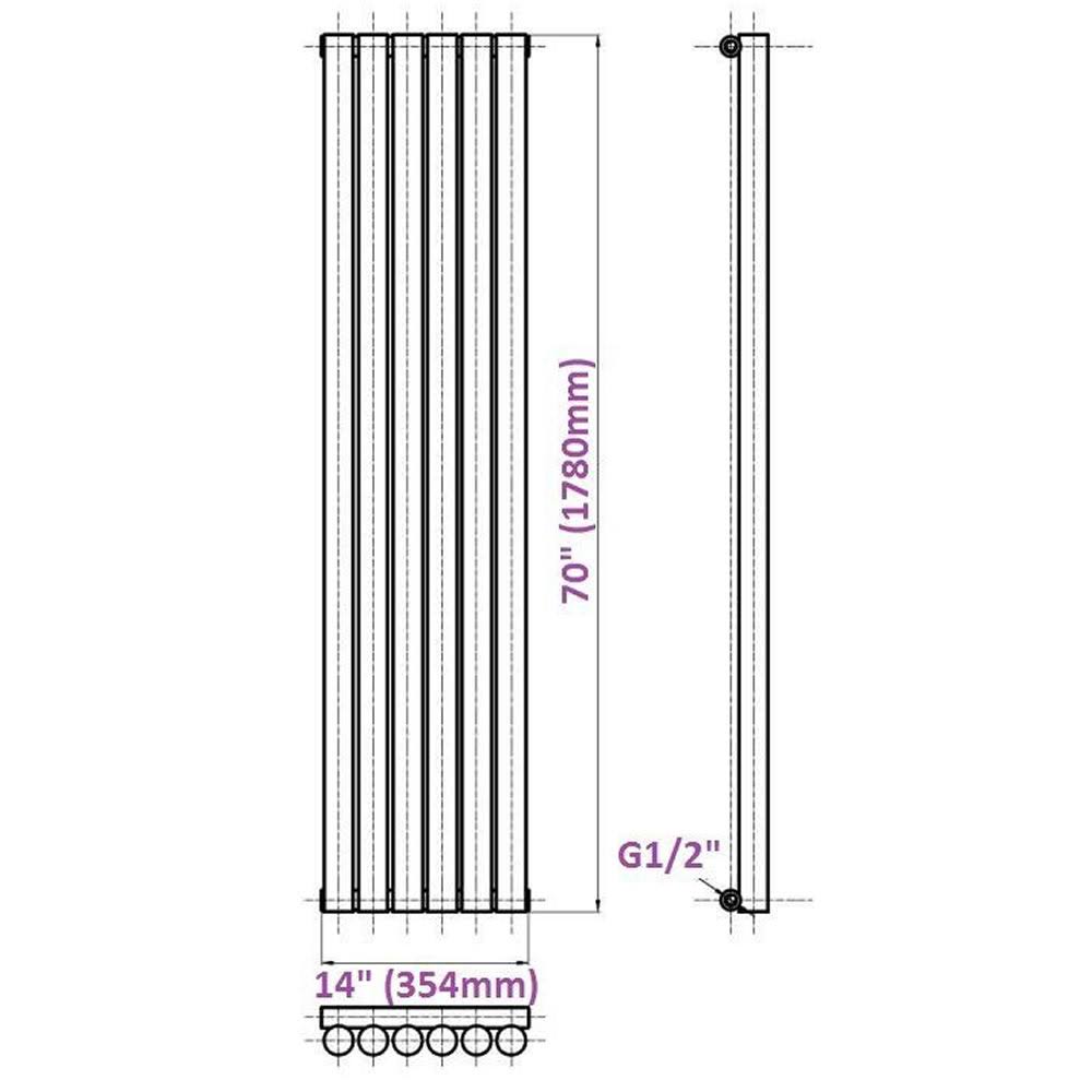 Anthracite Vertical Hot Water Radiator Z170