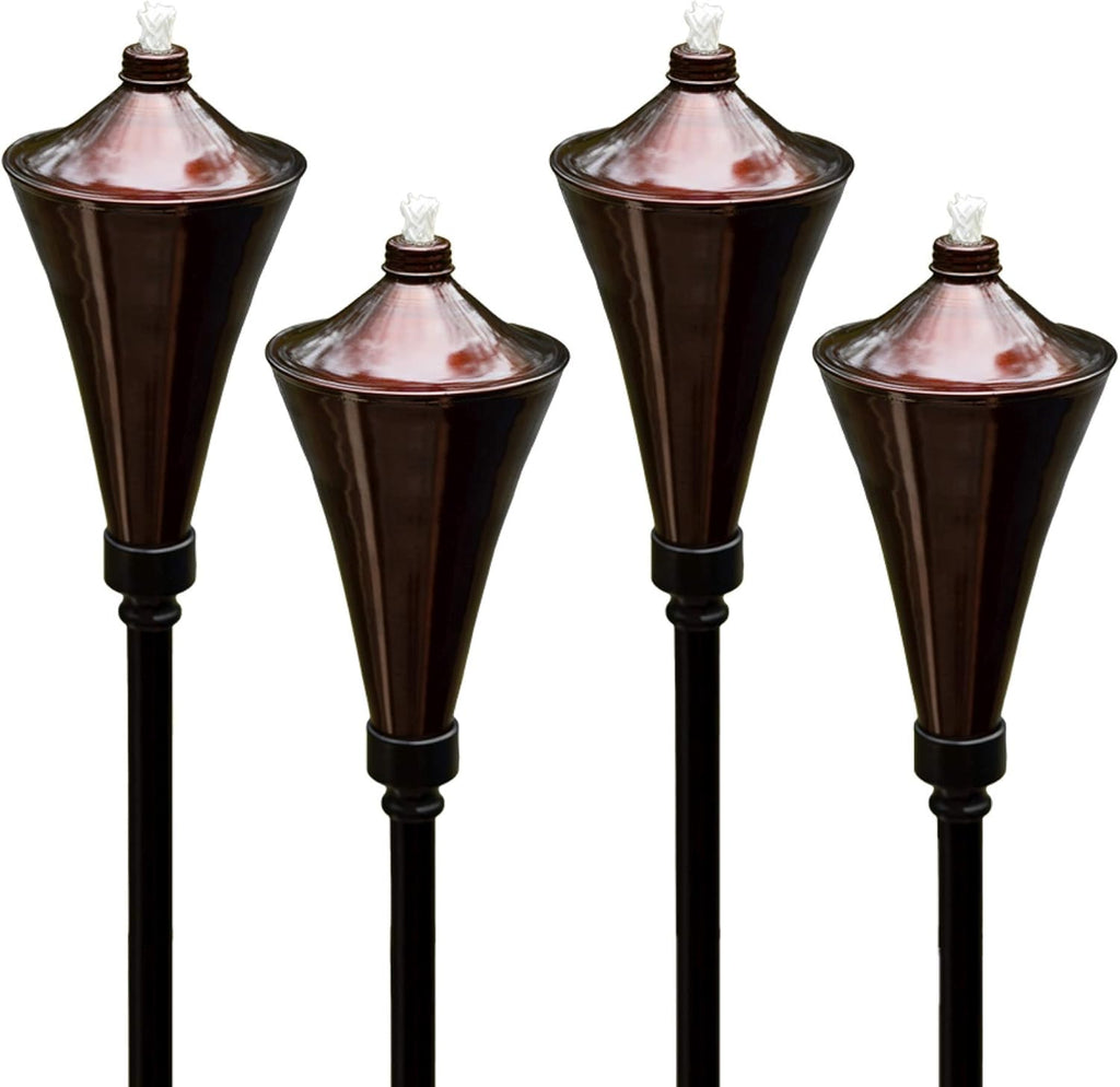 4-in-1 Outdoor Garden Torches with Table Top Stands and Deck Mounts (4-Pack, Caramel) J602