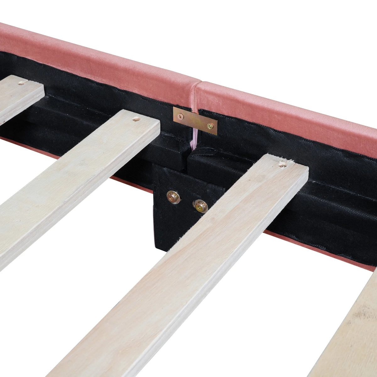 Pink Twin Size Upholstered Platform Bed Frame with Wood Slat Support K158034