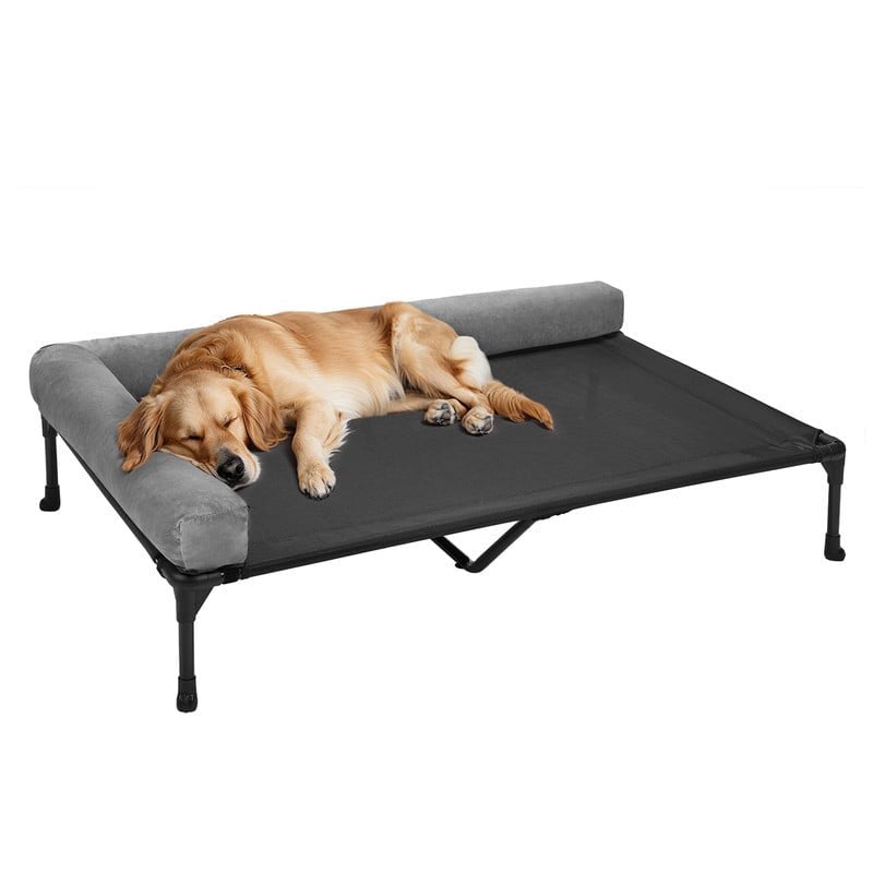 Black Elevated Dog Bed with Removable Bolster C43255