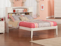 White Solid Wood Platform Bed with Storage Headboard G3245