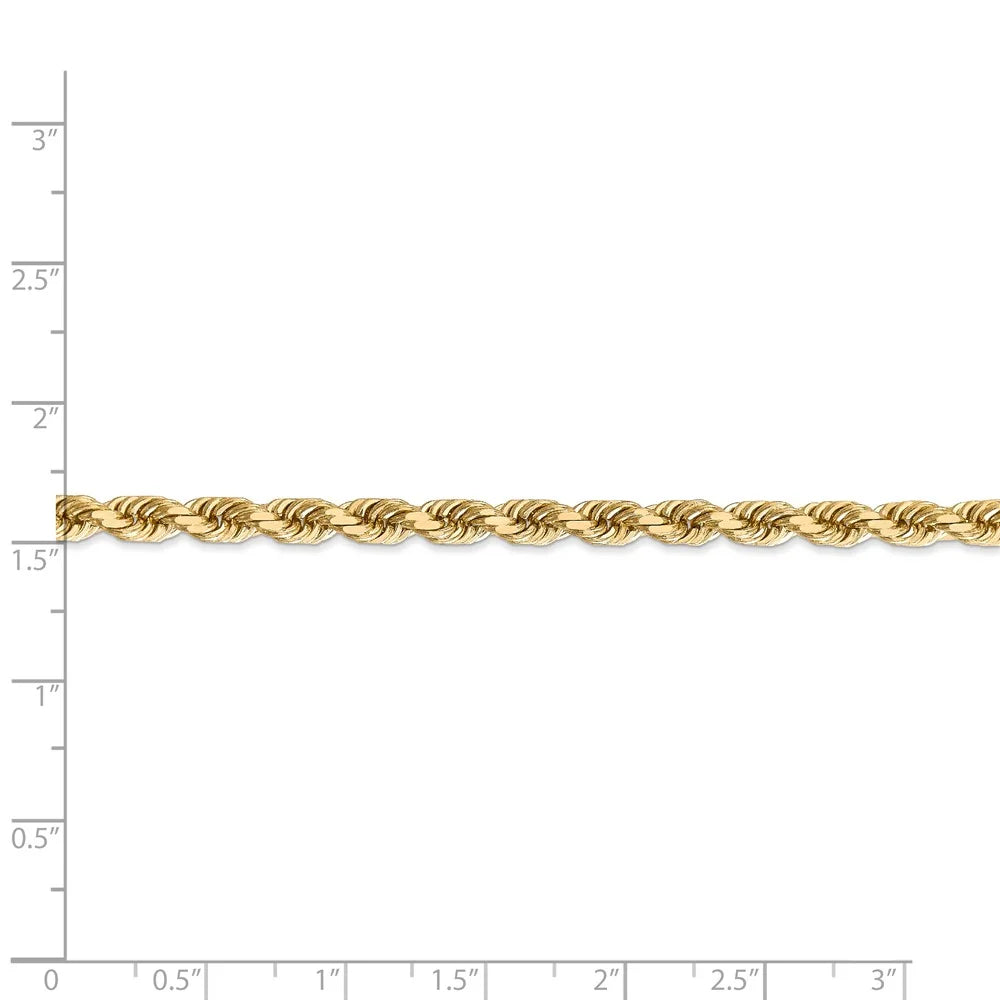 14kt Yellow Gold 4.5mm Diamond Cut Rope Chain with Lobster Clasp, 22 inch F4435