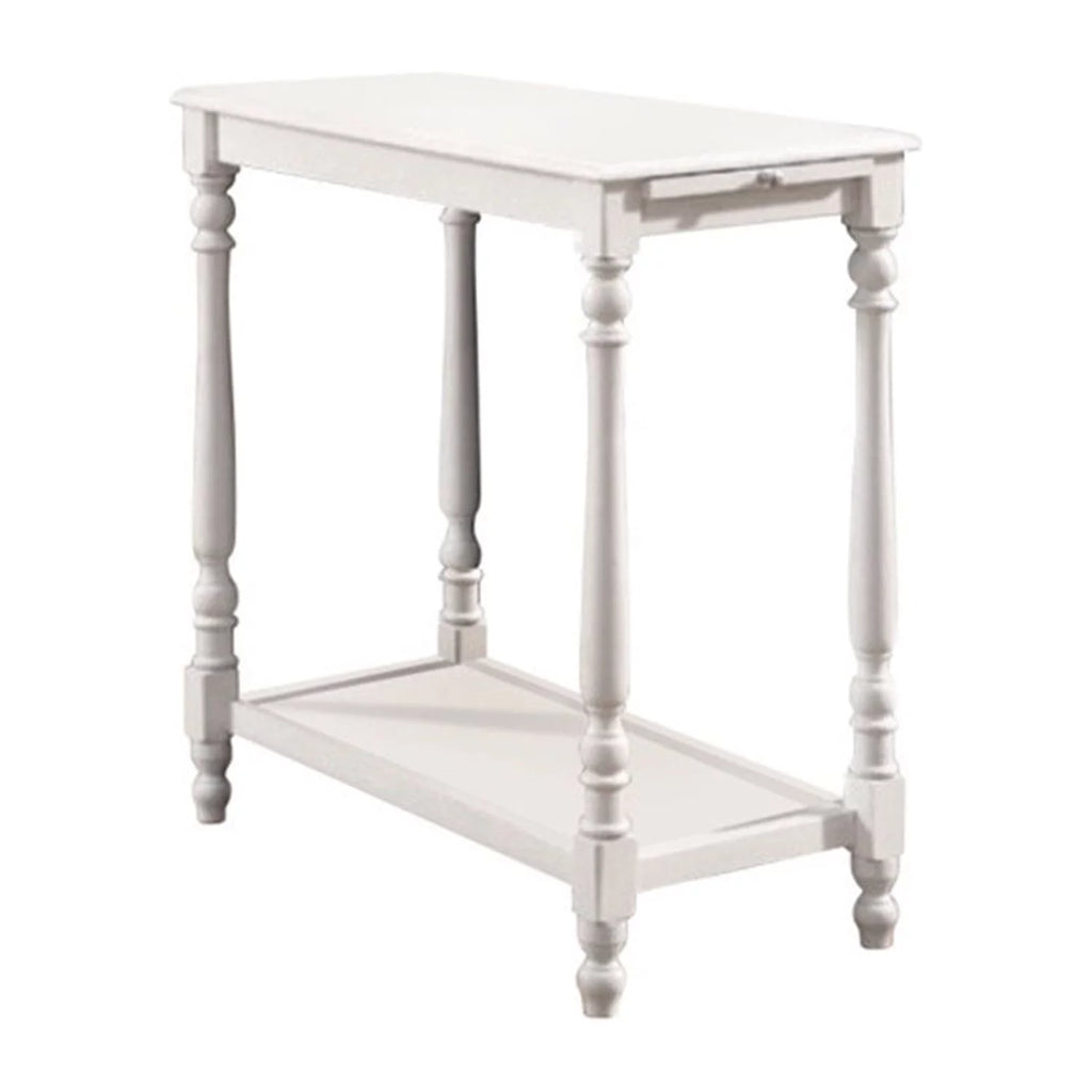 White Wooden Side Table with Open Shelf T19611