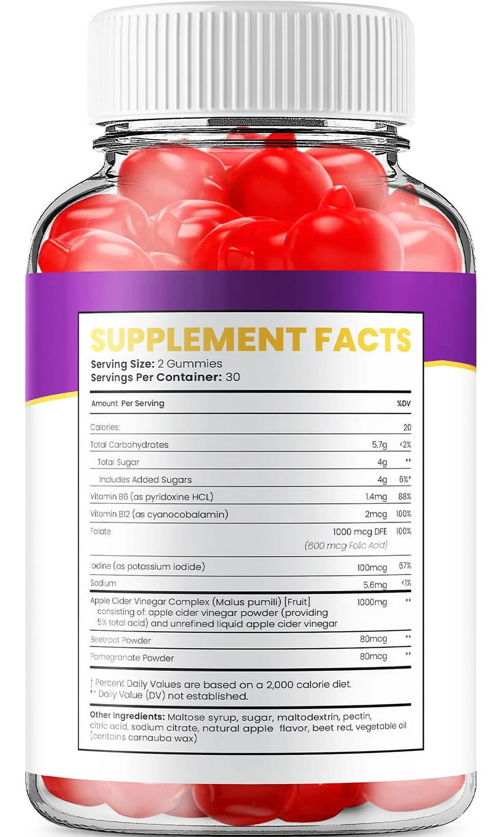 5 Pack Keto ACV Gummies Apple Cider Vinegar Dietary Supplement B12 Beet Root Juice 300 Gummies E82154