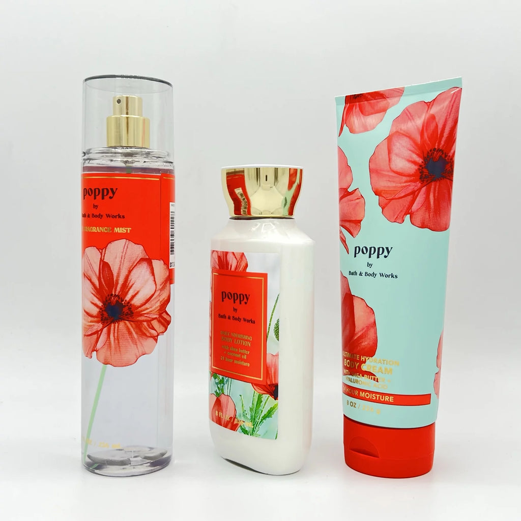 Poppy Fine Fragrance Mist, Body Lotion and Body Cream 3-Piece Bundle G930