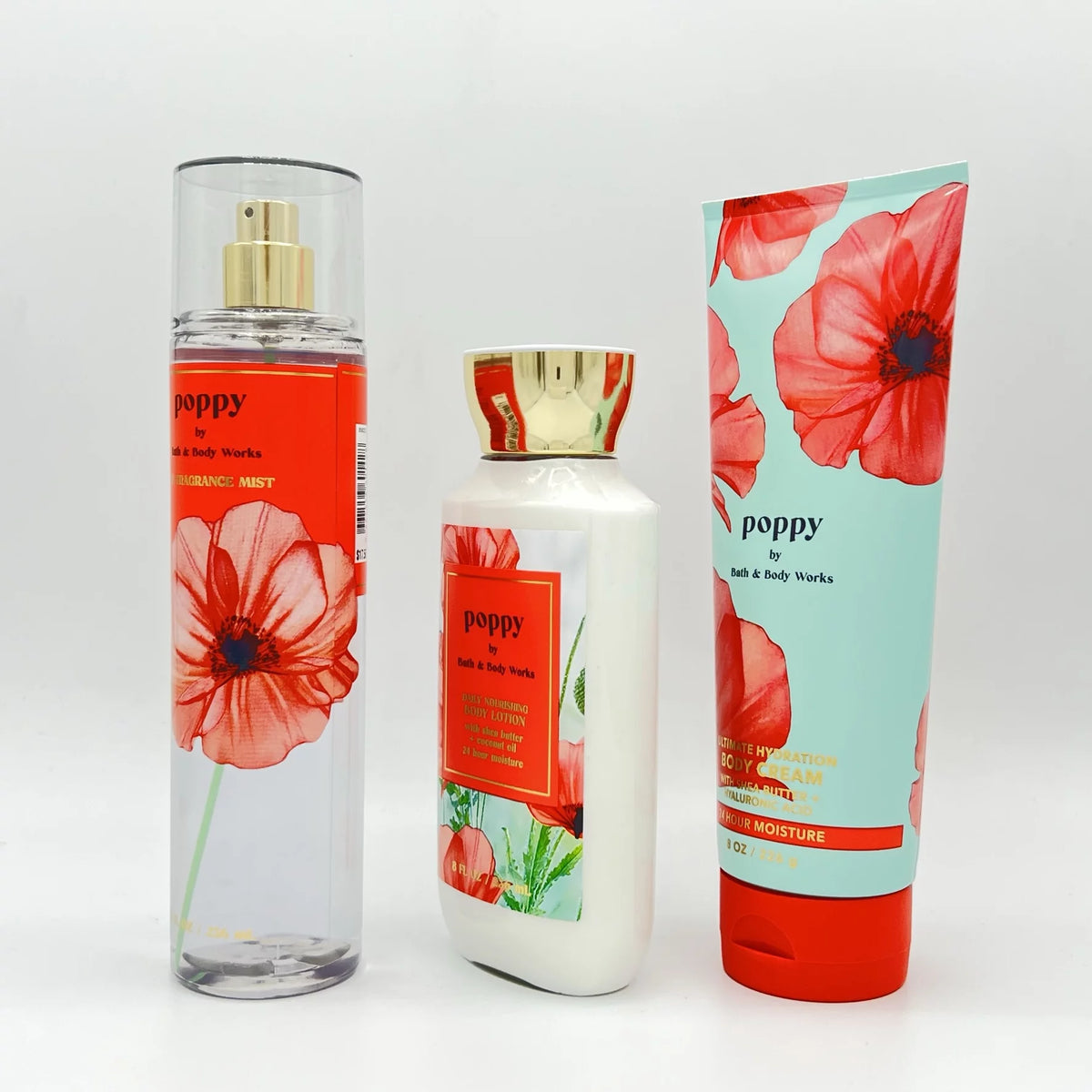 Poppy Fine Fragrance Mist, Body Lotion and Body Cream 3-Piece Bundle G930