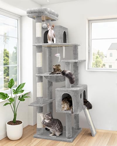 Light Grey 70 inch Cat Tree with Scratching Post D605176