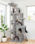 Light Grey 70 inch Cat Tree with Scratching Post D605176