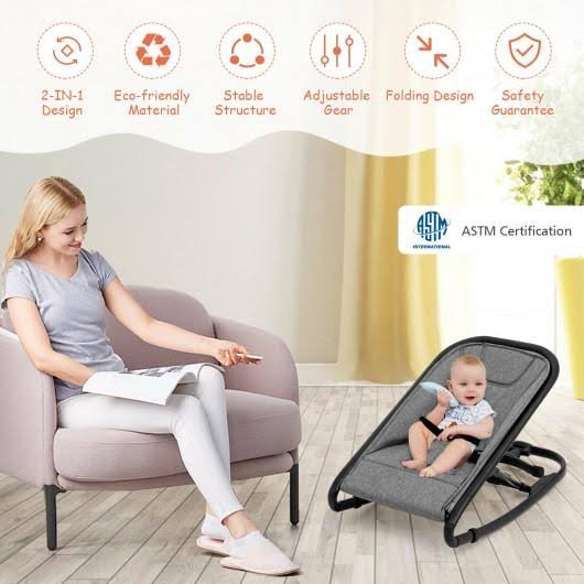 Gray Adjustable Baby Bouncer and Rocker K445