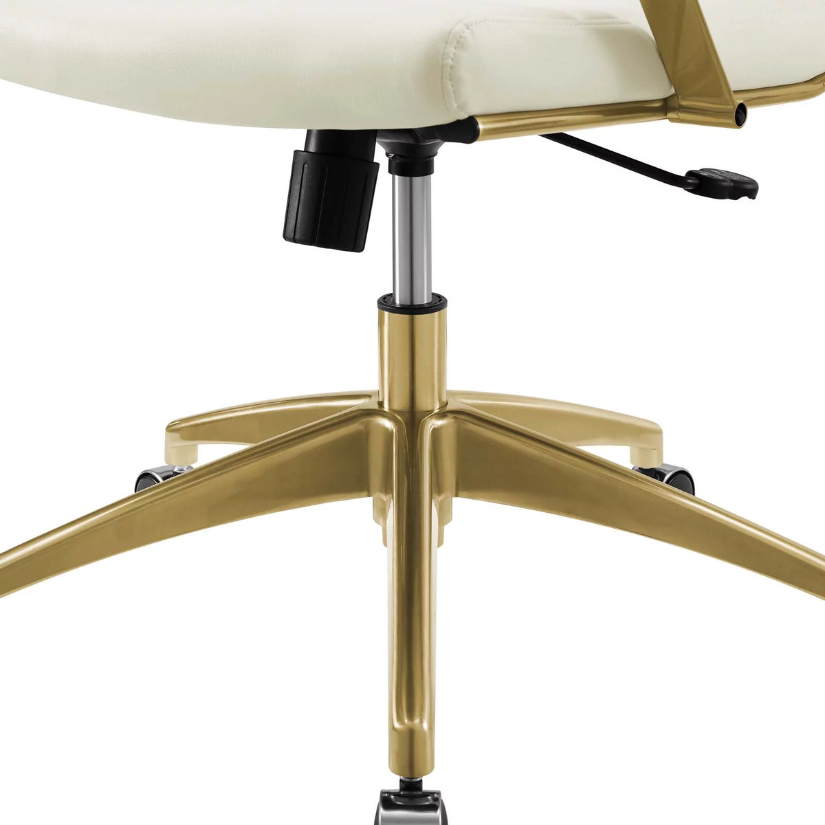 Gold White Faux Vinyl Leather Aluminum Office Chair N4160