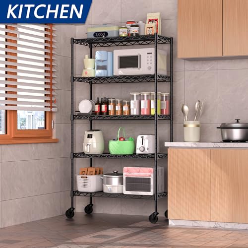 Adjustable Heavy Duty 3-Shelf Metal Wire Shelving Black V8862