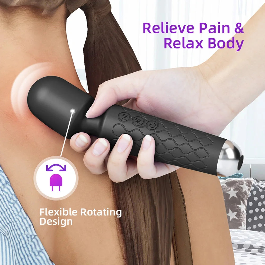 Black Wand Massager Vibrator with 8 Speeds N864