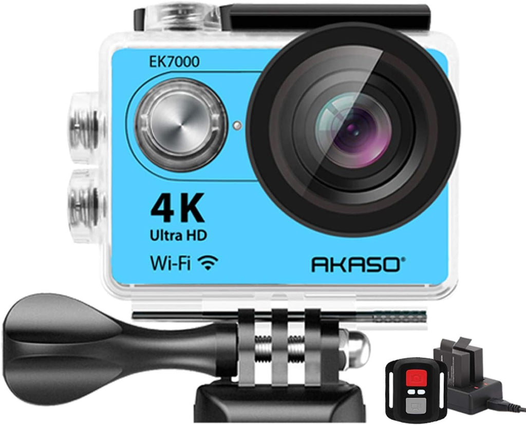 4K Wi-Fi Sports Action Camera Waterproof 12MP 170 Degree Wide Angle Royal Blue Pack of 2 M31485